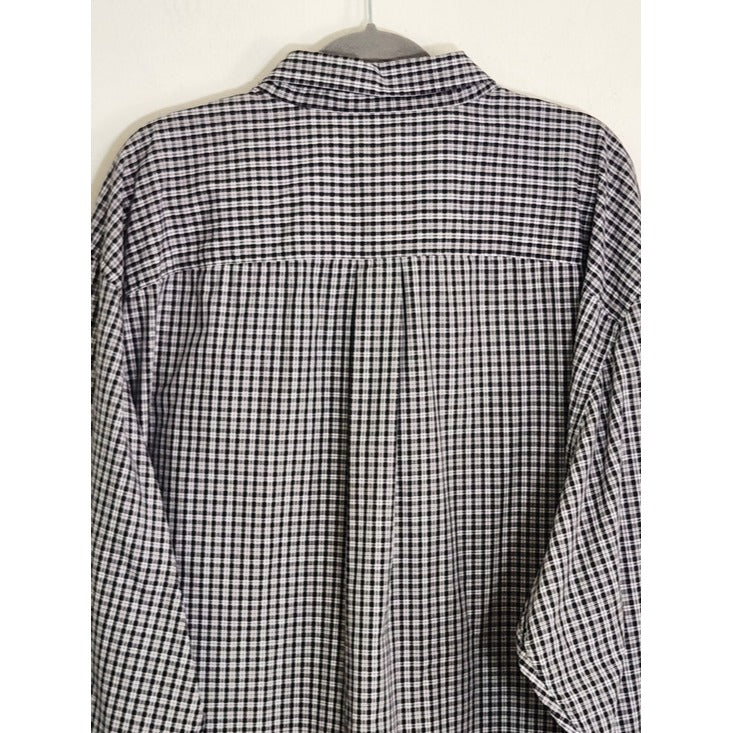 HB Harbor Bay Black and White Plaid Button Down Shirt Size 4XLT
