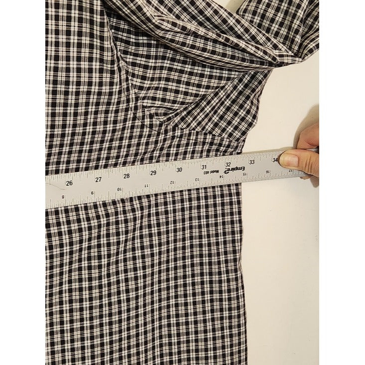 HB Harbor Bay Black and White Plaid Button Down Shirt Size 4XLT