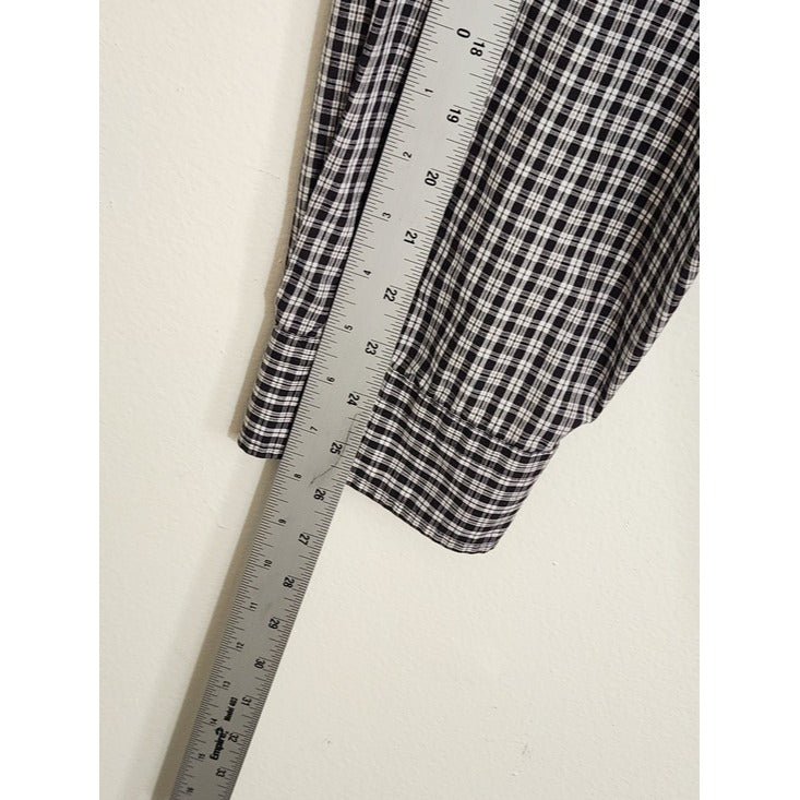 HB Harbor Bay Black and White Plaid Button Down Shirt Size 4XLT