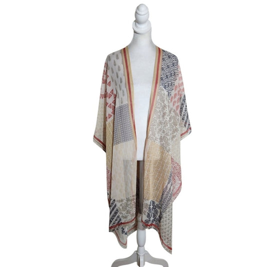 Francesca's Sheer Patchwork Boho Kimono One Size