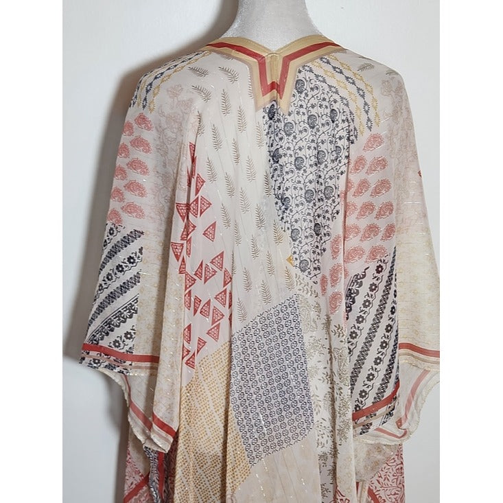 Francesca's Sheer Patchwork Boho Kimono One Size
