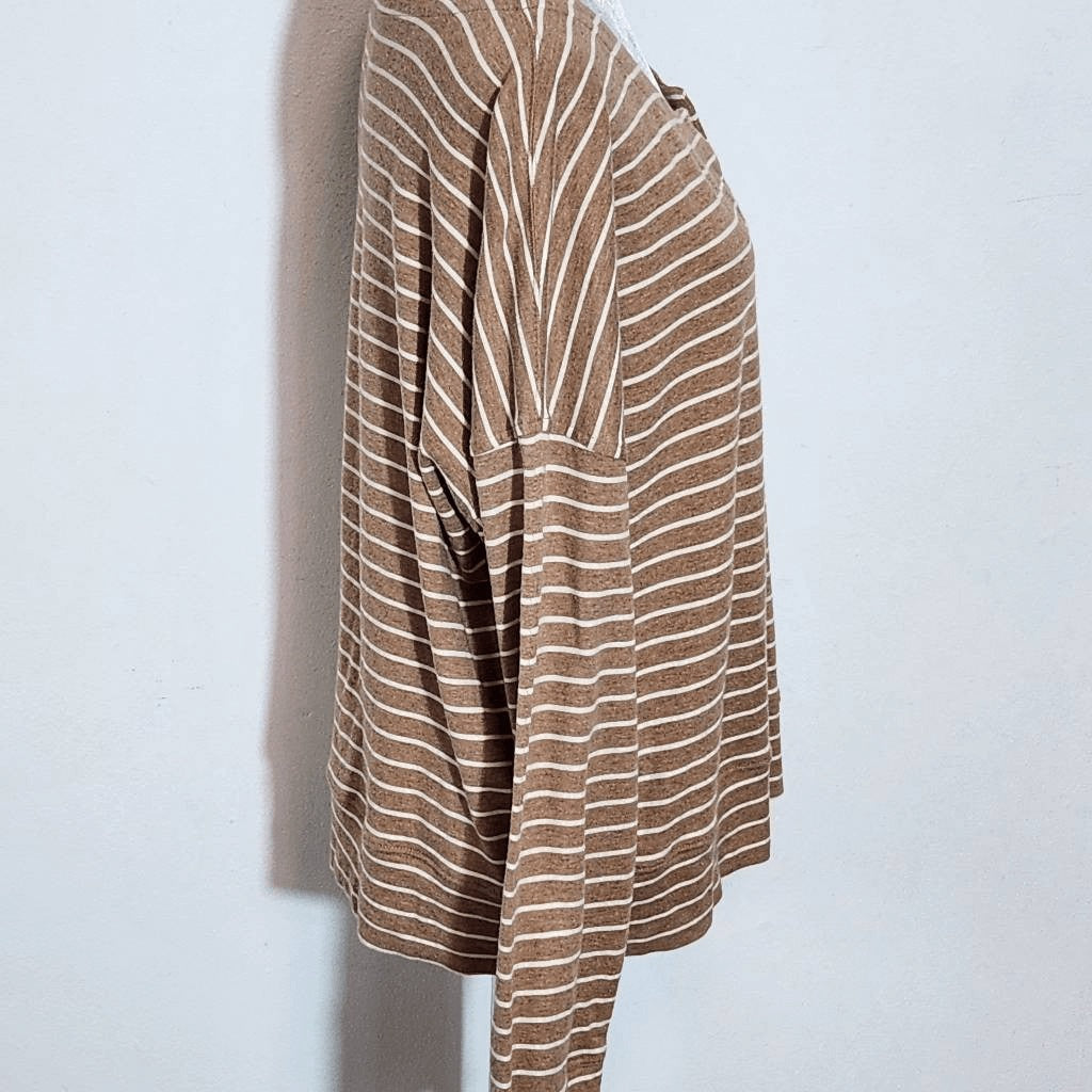 Haven Well Within Brown Striped Knit Top Size Large Brown and White Stripe Top