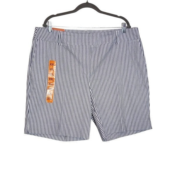 Hilary Radley Navy and White Striped Bermuda Shorts NWT Size XXL Pull-on Shorts
