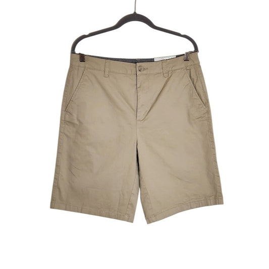 Mens Khaki Chino Shorts Cotton Blend Longer Length Size Medium NWT