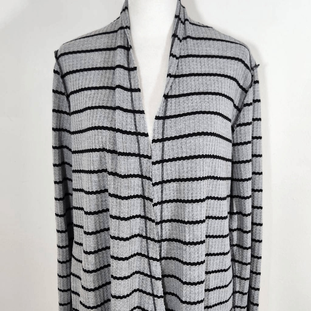 Daytrip Gray and Black Stripe Cardigan Size Medium Long Gray Cardigan