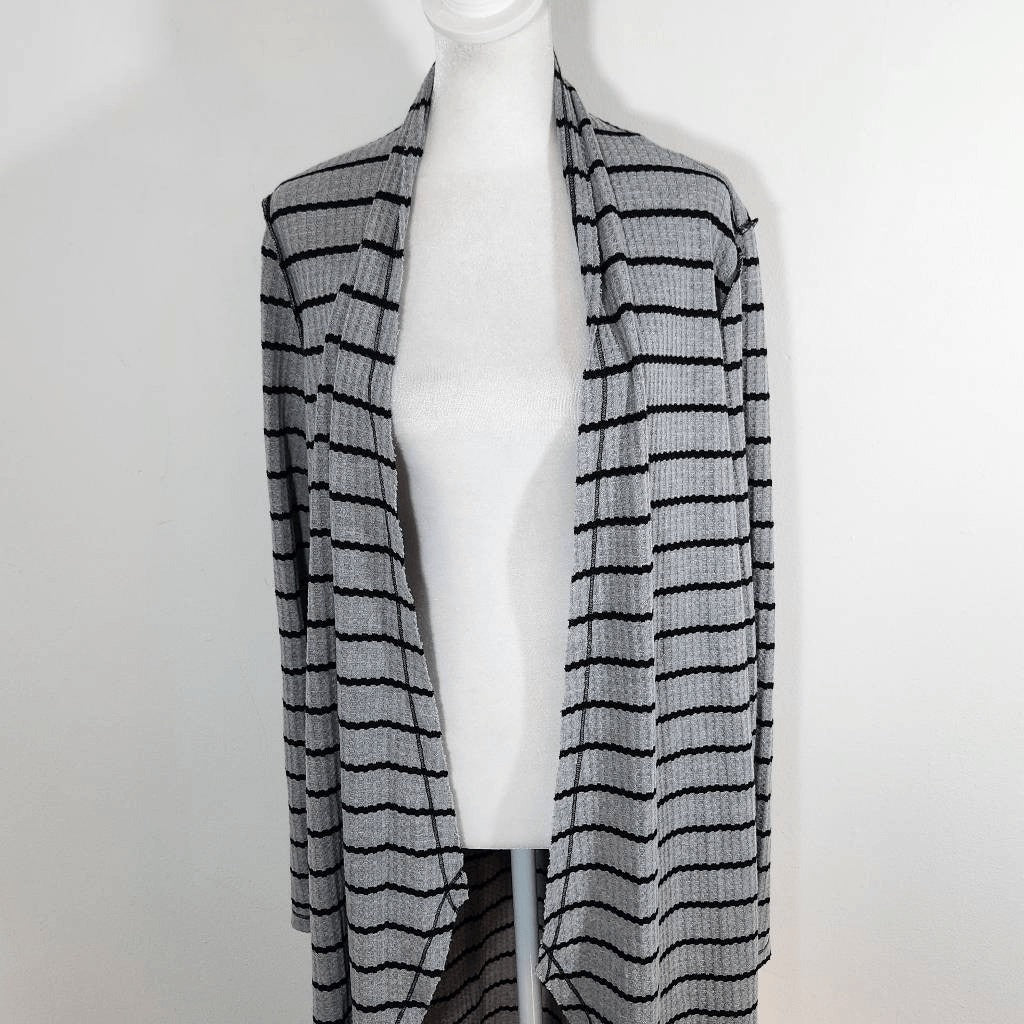 Daytrip Gray and Black Stripe Cardigan Size Medium Long Gray Cardigan