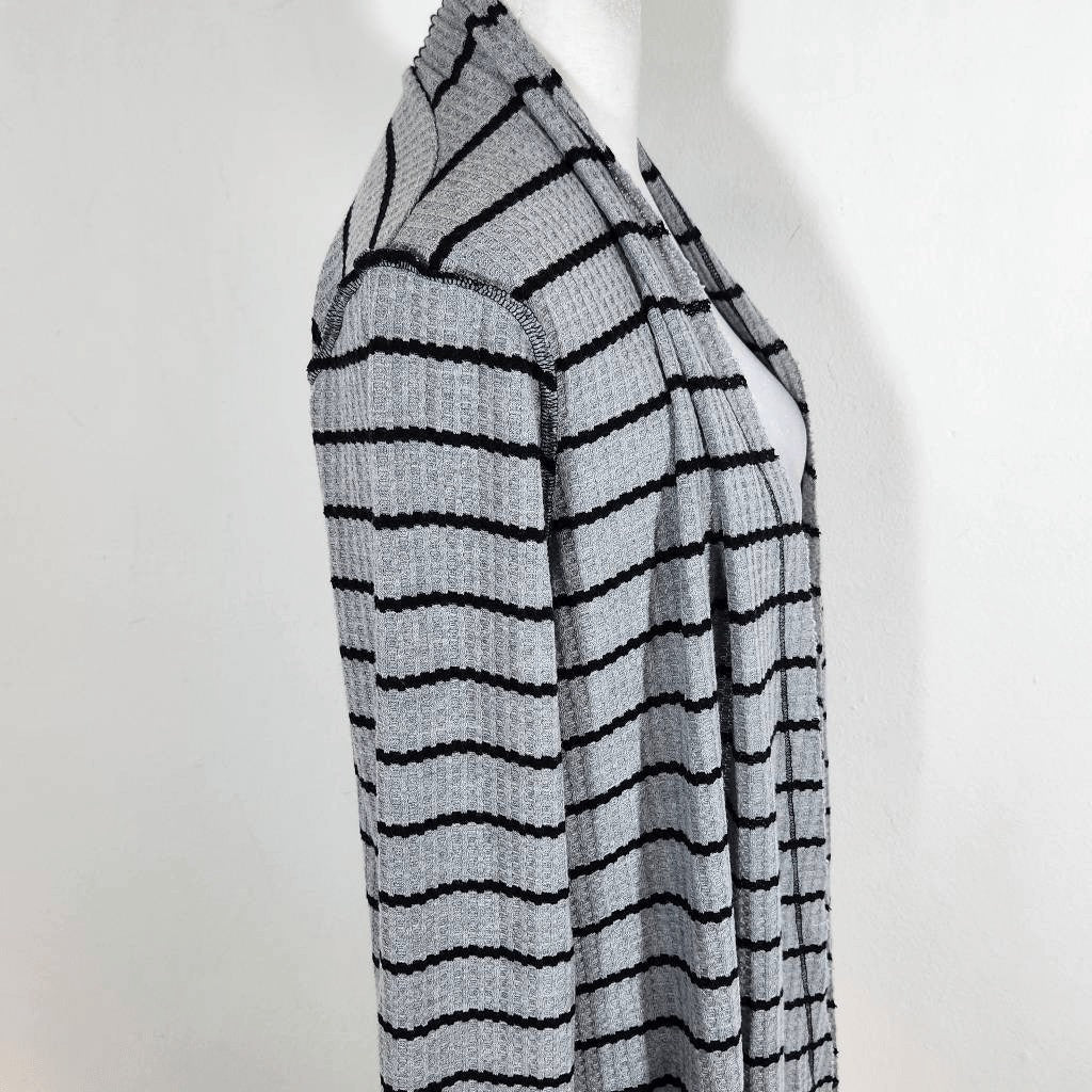 Daytrip Gray and Black Stripe Cardigan Size Medium Long Gray Cardigan