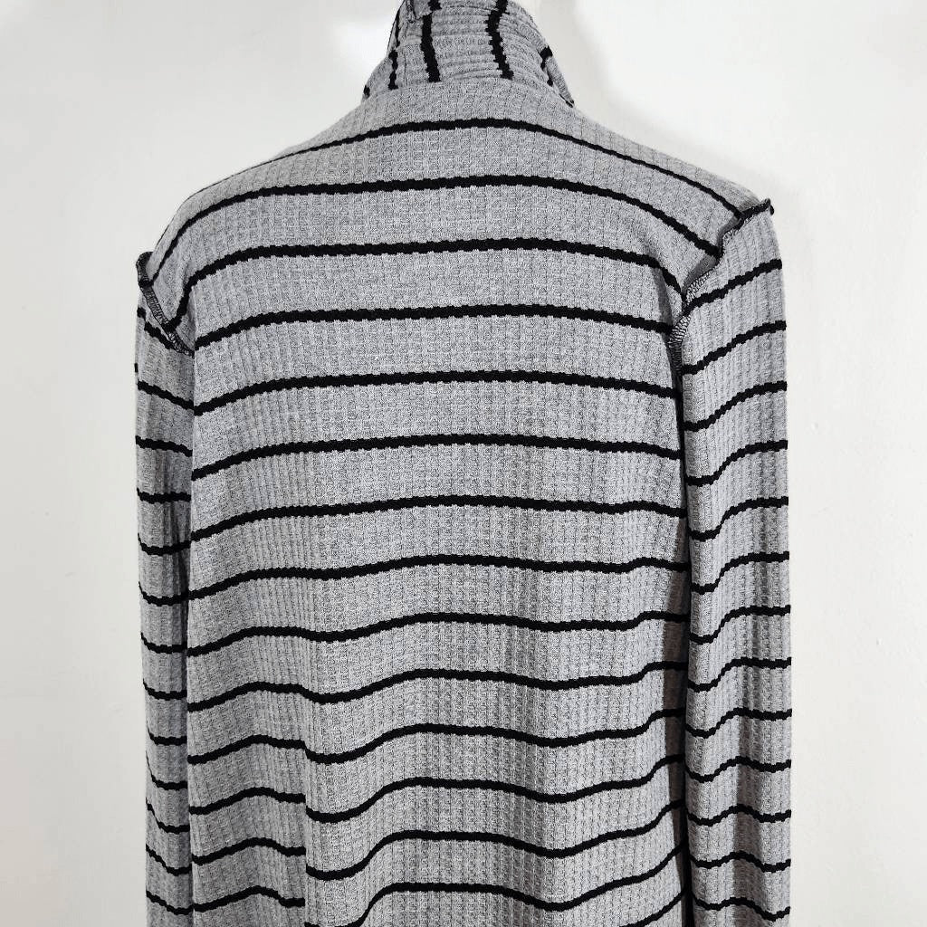 Daytrip Gray and Black Stripe Cardigan Size Medium Long Gray Cardigan