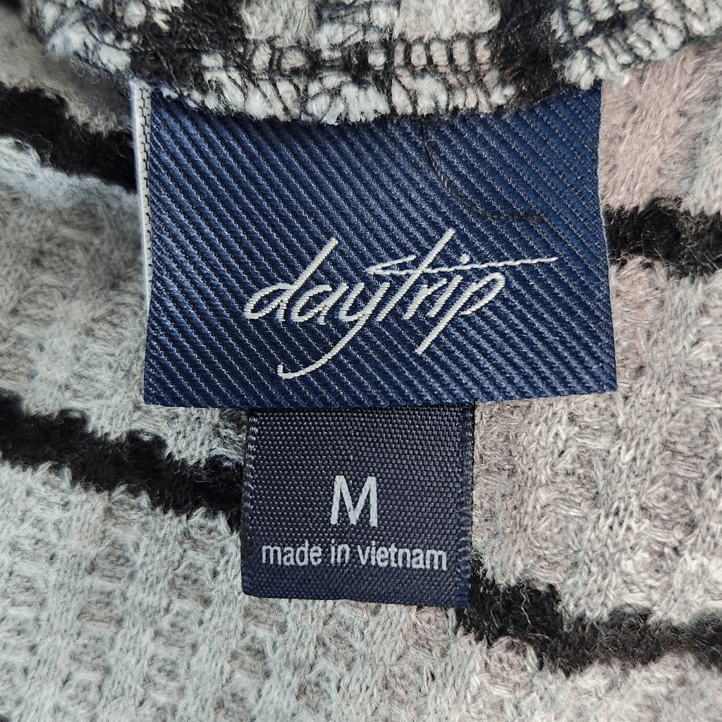 Daytrip Gray and Black Stripe Cardigan Size Medium Long Gray Cardigan