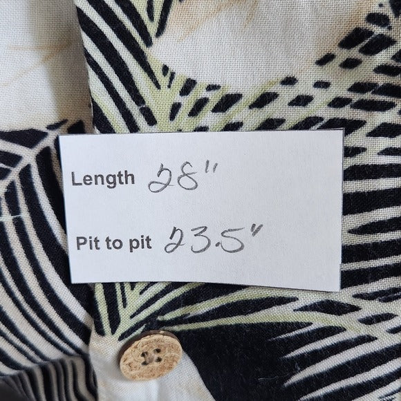 Caribbean Joe Men's Black and Cream Hawaiian Shirt Size XL Men's Hawaiian Shirt