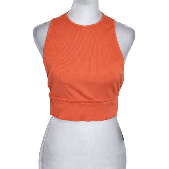 Lulus Orange Ribbed Knit Crop Top Size Medium, New