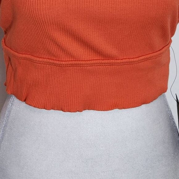 Lulus Orange Ribbed Knit Crop Top Size Medium, New