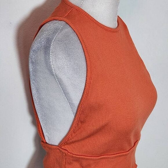 Lulus Orange Ribbed Knit Crop Top Size Medium, New