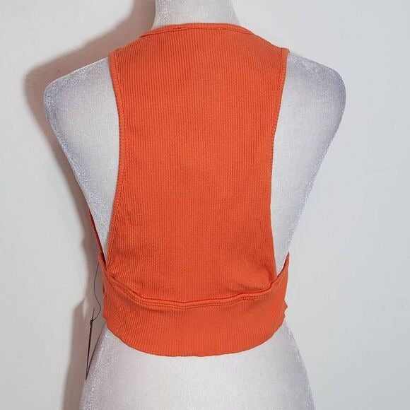 Lulus Orange Ribbed Knit Crop Top Size Medium, New