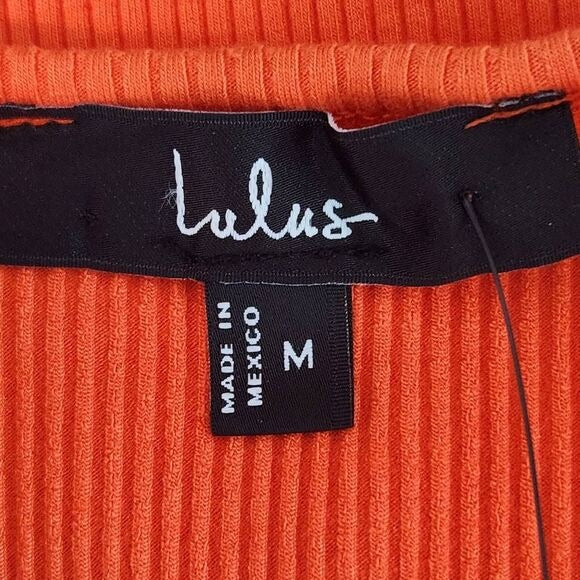 Lulus Orange Ribbed Knit Crop Top Size Medium, New
