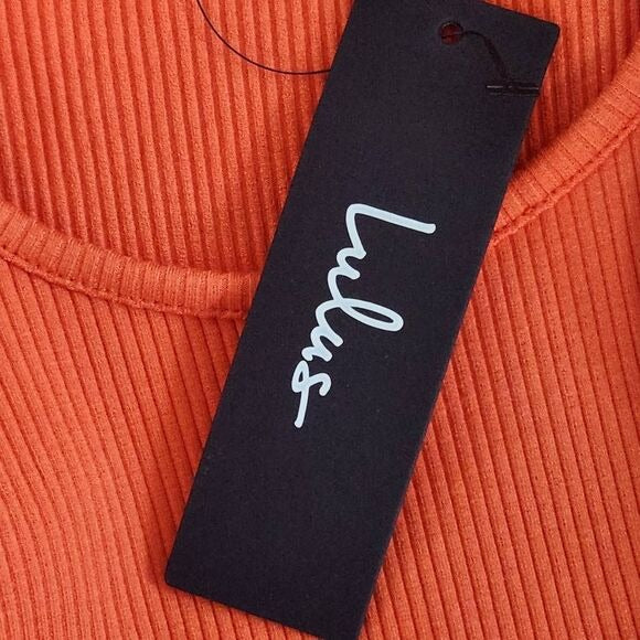 Lulus Orange Ribbed Knit Crop Top Size Medium, New