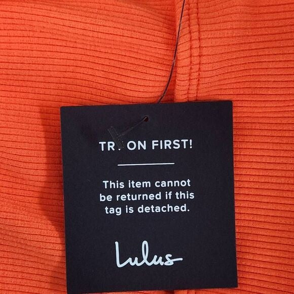 Lulus Orange Ribbed Knit Crop Top Size Medium, New