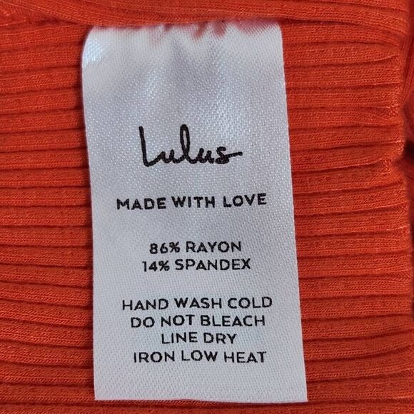 Lulus Orange Ribbed Knit Crop Top Size Medium, New