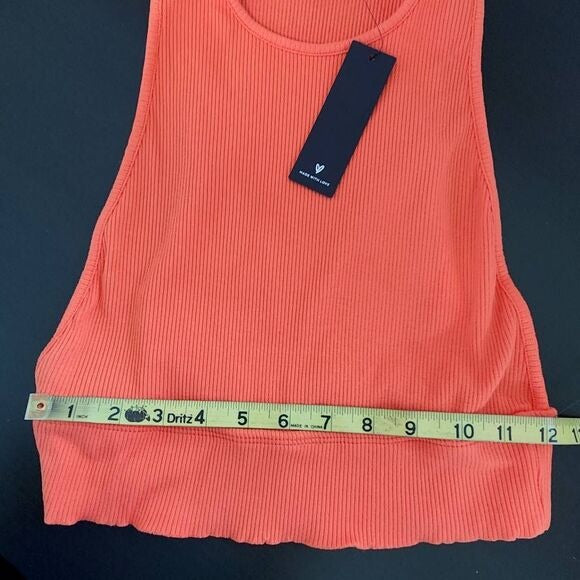 Lulus Orange Ribbed Knit Crop Top Size Medium, New