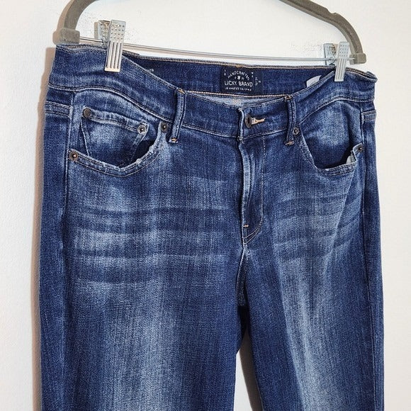 Lucky Brand Distressed Straight Leg Women's Jeans Size 12 Distressed Denim
