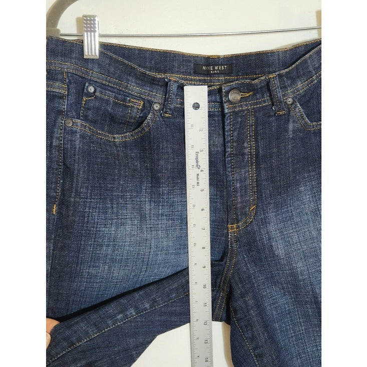 Nine West Womens Dark Wash Straight Leg Jeans Size 10