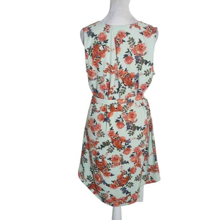 A New Day Sleeveless Green Floral Mini Dress Size Medium
