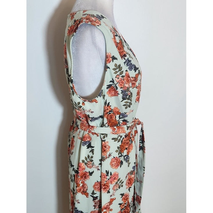 A New Day Sleeveless Green Floral Mini Dress Size Medium
