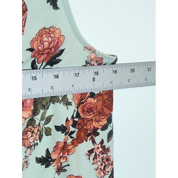 A New Day Sleeveless Green Floral Mini Dress Size Medium