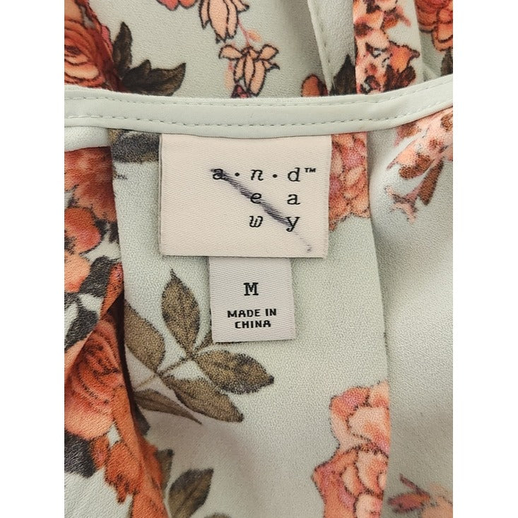 A New Day Sleeveless Green Floral Mini Dress Size Medium