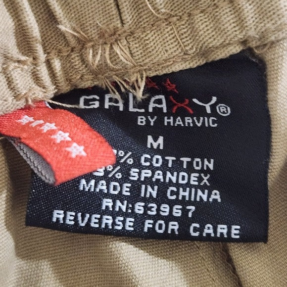 Galaxy by Harvic Men's Khaki Cargo Jogger Pants Size Medium Tan Cargo Pants New