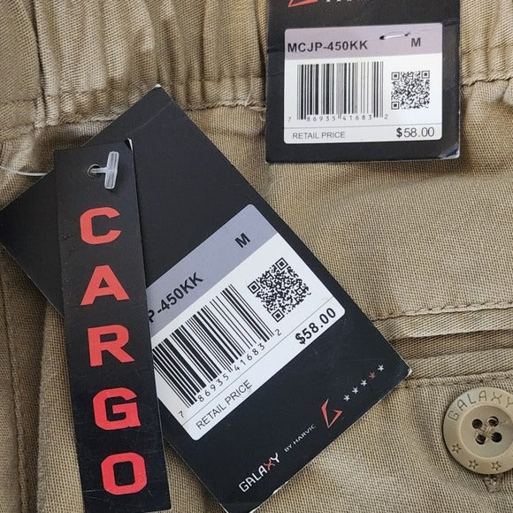 Galaxy by Harvic Men's Khaki Cargo Jogger Pants Size Medium Tan Cargo Pants New
