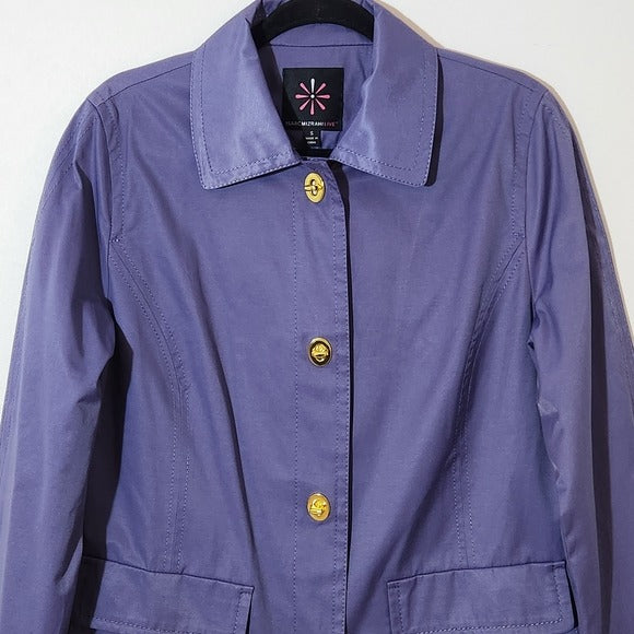 Isaac Mizrahi Purple Jacket with Gold-tone Buttons Size Small