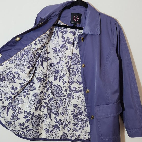Isaac Mizrahi Purple Jacket with Gold-tone Buttons Size Small
