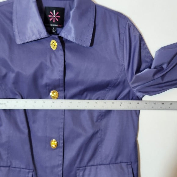 Isaac Mizrahi Purple Jacket with Gold-tone Buttons Size Small