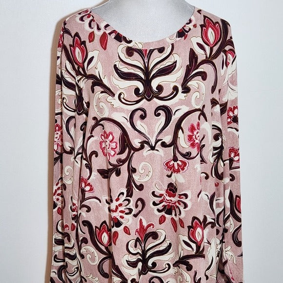 Chico's Pink Print Long Sleeve Tee NWT Size XL Chico's Colorful T-Shirt