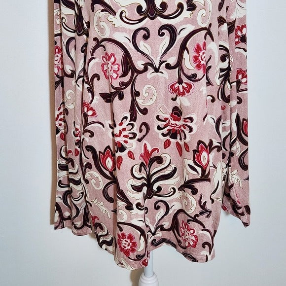 Chico's Pink Print Long Sleeve Tee NWT Size XL Chico's Colorful T-Shirt