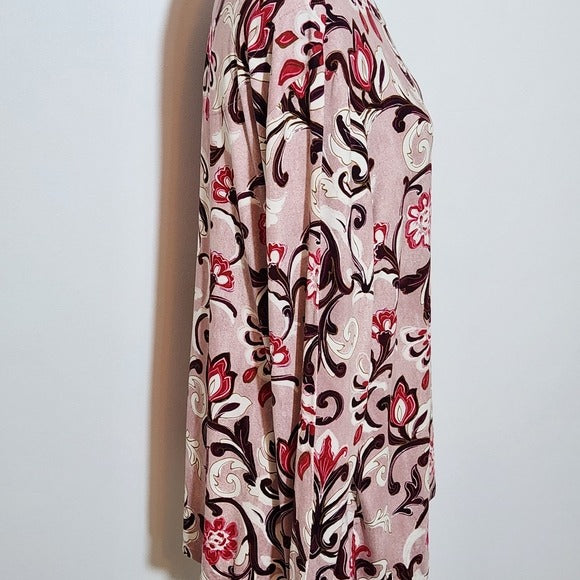 Chico's Pink Print Long Sleeve Tee NWT Size XL Chico's Colorful T-Shirt