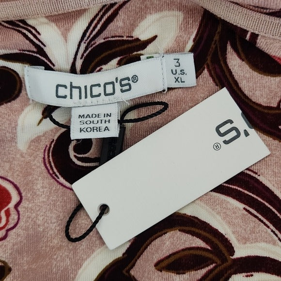 Chico's Pink Print Long Sleeve Tee NWT Size XL Chico's Colorful T-Shirt