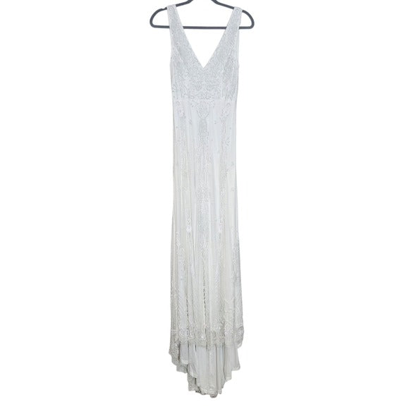 Lulus White Mermaid Beaded Wedding Dress NWT Size Small Sequined Wedding Gown