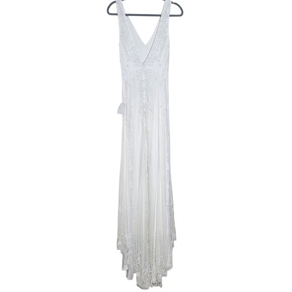 Lulus White Mermaid Beaded Wedding Dress NWT Size Small Sequined Wedding Gown