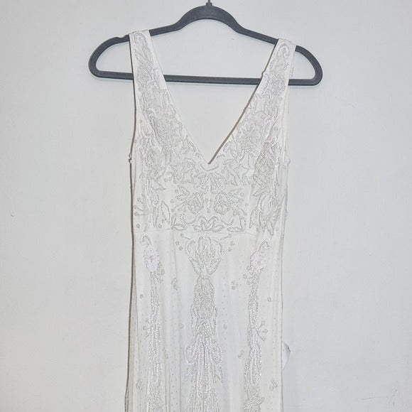 Lulus White Mermaid Beaded Wedding Dress NWT Size Small Sequined Wedding Gown