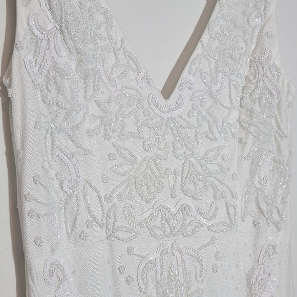 Lulus White Mermaid Beaded Wedding Dress NWT Size Small Sequined Wedding Gown