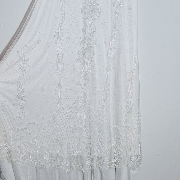 Lulus White Mermaid Beaded Wedding Dress NWT Size Small Sequined Wedding Gown
