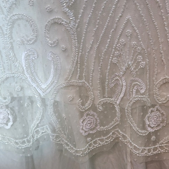 Lulus White Mermaid Beaded Wedding Dress NWT Size Small Sequined Wedding Gown