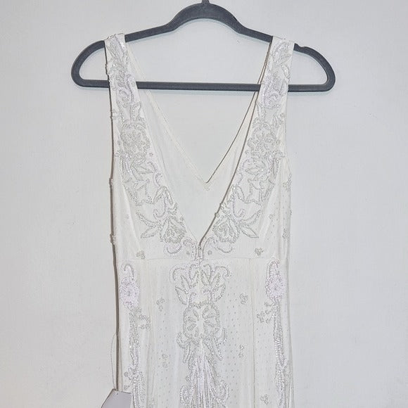 Lulus White Mermaid Beaded Wedding Dress NWT Size Small Sequined Wedding Gown