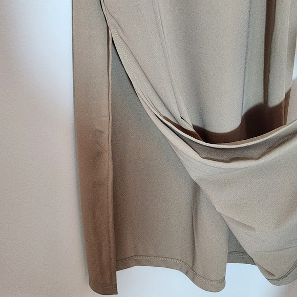 H&M Khaki Fitted Midi Slip Dress Size Small NWT Flaws