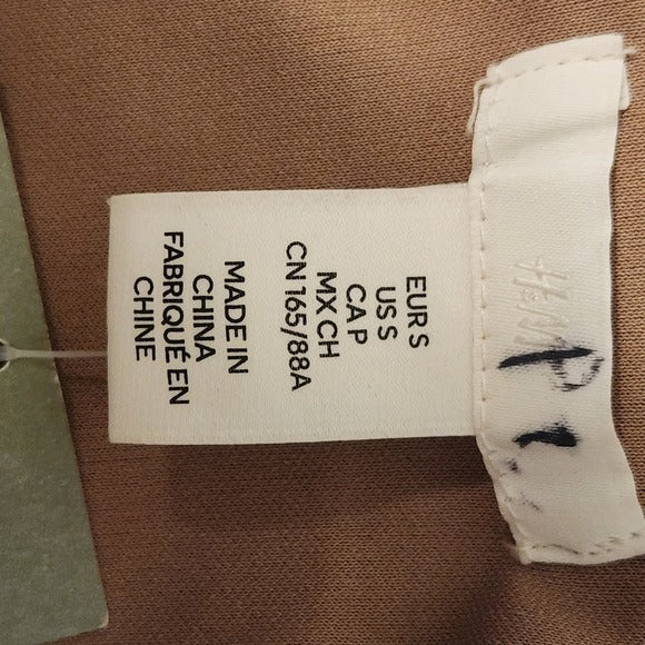 H&M Khaki Fitted Midi Slip Dress Size Small NWT Flaws