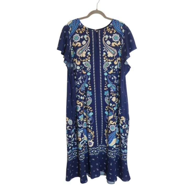 Lane Bryant Blue Paisley Floral Print Maxi Dress Size 22