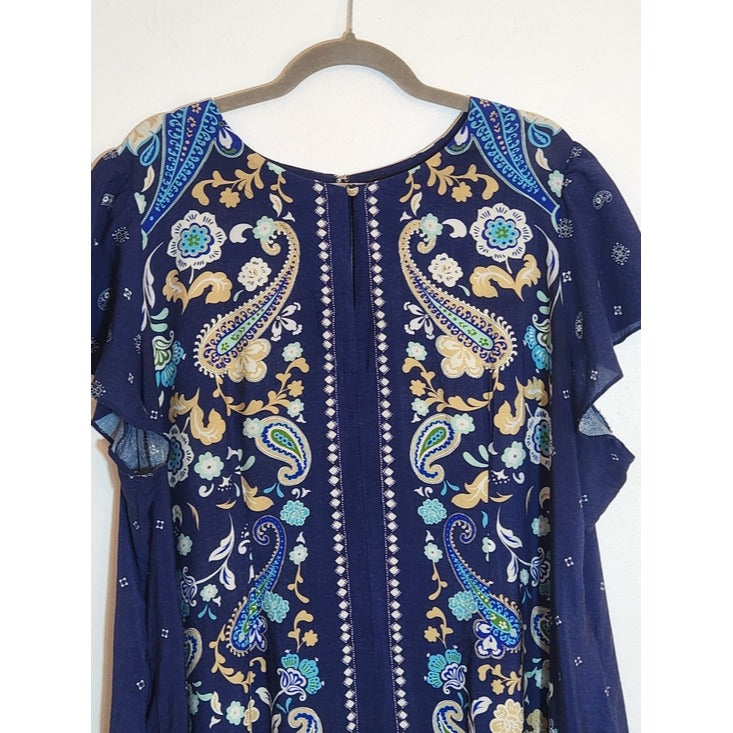 Lane Bryant Blue Paisley Floral Print Maxi Dress Size 22