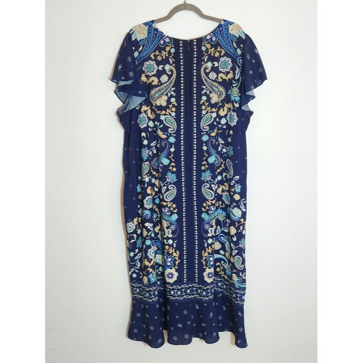 Lane Bryant Blue Paisley Floral Print Maxi Dress Size 22
